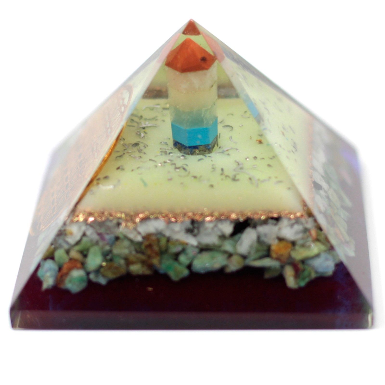 Lrg Organite Pyramid 80mm - Flower of life symbol - Image 2