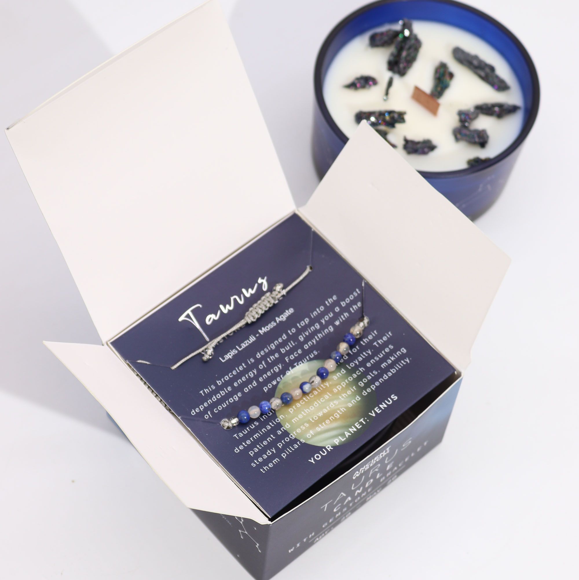 Zodiac Crystal Candle with Gemstone Bracelet - Taurus - Image 3